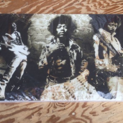 A Jimi Hendrix canvas print, approx 51cm x 76cm plus an oil on board of Jimi (2).