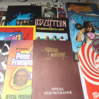 A collection of music programs, most with tickets, for shows by various artists including David Bowie, The Who, Reading 1977 and 1978 festivals plus other ephemera.