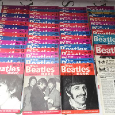 A collection of Beatles Book Monthly magazines numbered 1-53 plus issue 55 and two Fan club newsletters.