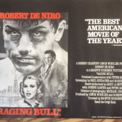 An original UK quad film poster for Raging Bull, approx 102cm x 76cm.