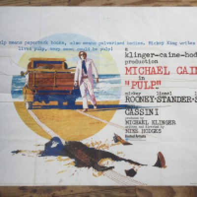 An original UK quad film poster for Pulp starring Michael Caine, approx 101cm x 75cm. Folded with pin holes.