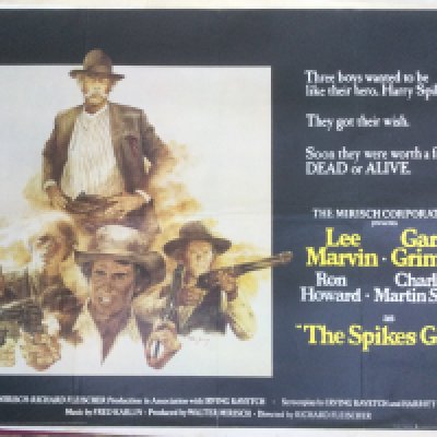 Four Western movie posters comprising two for The Proud Ones, Custer Of The West and The Spikes Gang. All folded with pin holes.