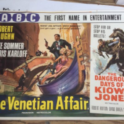Six film posters including a double bill of The Venetian Affair and The Dangerous Days Of Kiowa Jones, Term Of Trial, The Young Lovers, Insignificance, Perfect Friday and Desperate Moment. All folded, various condition issues.