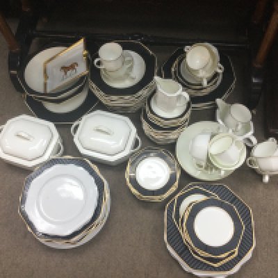 Heinrich West Germany Villeroy & Boch Black Pearl bone china dinner set and Baushcher Weiden German plates. This lot cannot be posted