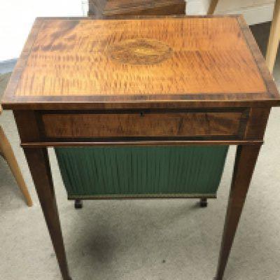 An early 19th century satin walnut and inlaid work box with a hinged top dimensions 54x38x72cm. NO RESERVE