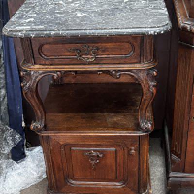 A small marble topped french pot cupboard. (D) NO RESERVE
