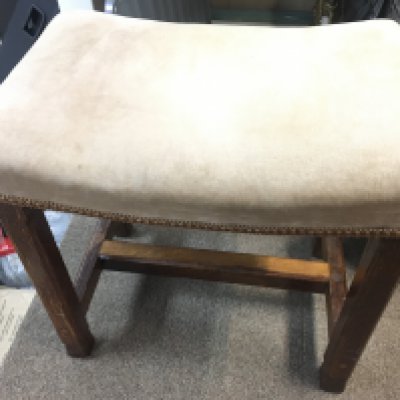 Royal interest, an Oak King George VI 1937 Coronation Stool, stamped Glenister maker Wycombe. 48cm tall.