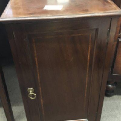An Edwardian satinwood banded Mahogany pot cupboard.
