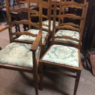 A Set of five oak ladder back dining chairs with drop in seats (5)