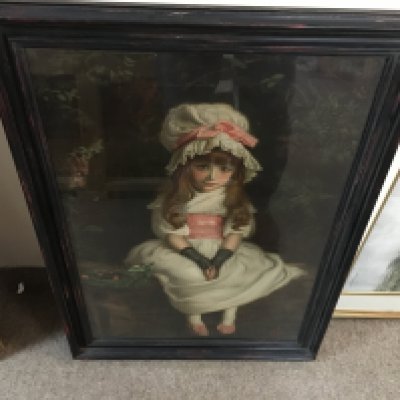 A framed pears print of a young girl. 59cm wide by 83cm high. Postage D. NO RESERVE