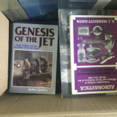 A Collection of books on aviation history including workshop manual for the De Havilland gypsy Queen engine.