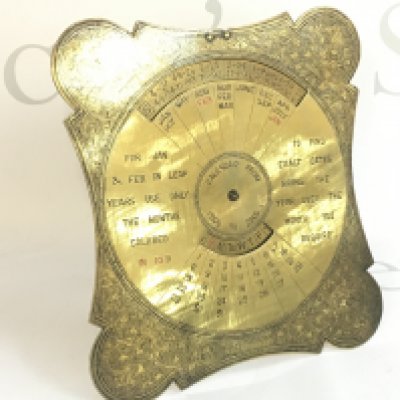 A Vintage Brass Indian Perpetual Calendar, dimensions 18x18cm. Postage category B. NO RESERVE