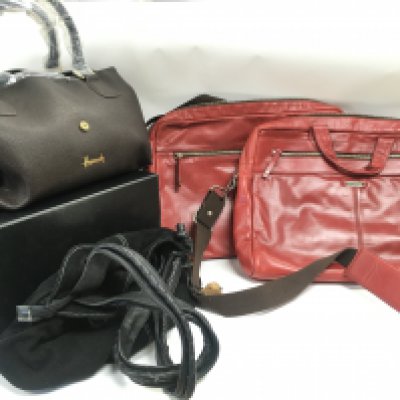 A collection of handbags including a boxed Harrods bag, Hidesign bags. Postage category C