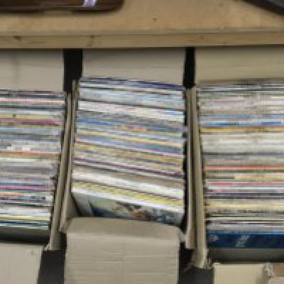 Three boxes of LPs by various artists including The a Beatles, Van Morrison, Eagles and many more.
