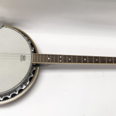 A Gremlin Remo Skin four string Banjo with a soft case. This lot cannot be posted