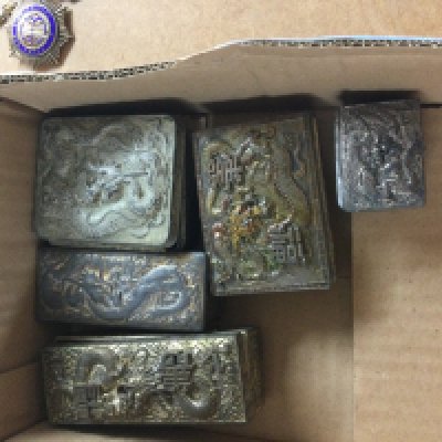 A collection of five Chinese metal trinket boxes.
