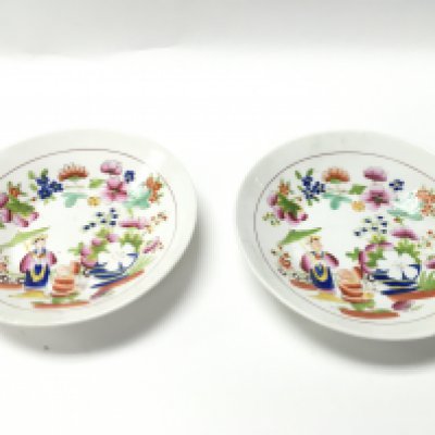 Two hilditch and sons 18th century saucers with an oriental style design. Postage D. NO RESERVE
