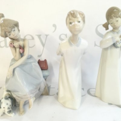 Three Lladro figures , 21cm tall. This lot cannot be posted. NO RESERVE