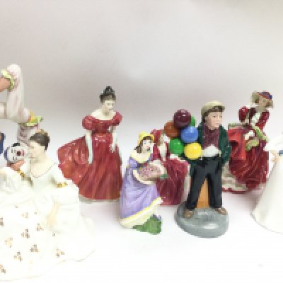A collection of Royal Doulton figures including Margaret HN2397, Lydia HN1908, Top o the hill HN1834 etc . This lot cannot be posted