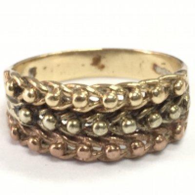 A 9 carat gold gypsy ring , 3.1g total weight. Ring size N . Postage category A