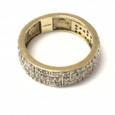 A 9ct diamond band ring 1ct. Size T and 6.35g