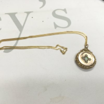 A 9ct gold chain and opal set pendant. Approx weight 7.99 grams.