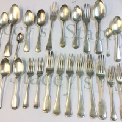 A collection of silver hallmarked cutlery including forks and spoons. Total weight 1.5kg approximately. Postage category B