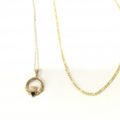 Two 9ct gold chains one with a 9ct pendant. 2.70g
