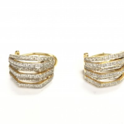 A pair of gold diamond cluster earrings. 9.09g