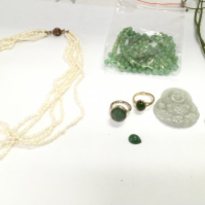 A collection of Jade and Pearl jewellery. Postage B