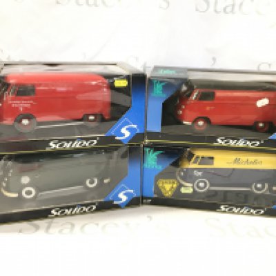 4 Boxed Solido Volkswagen Vans 1/18 Scale.