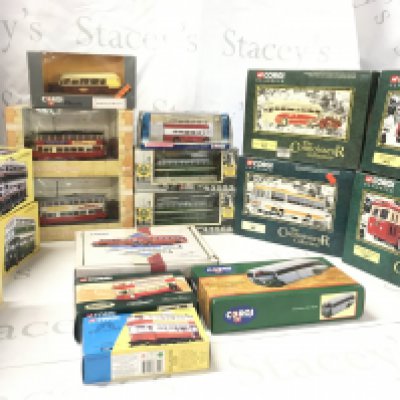 A collection of boxed Corgi Classics comprising buses and Trams. No reserve