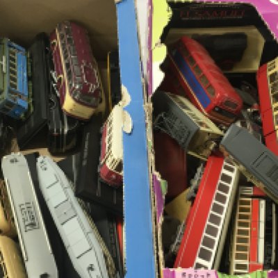 A mixed collection of diecast and plastic model vehicles including buses ..trams etc. No reserve (2)