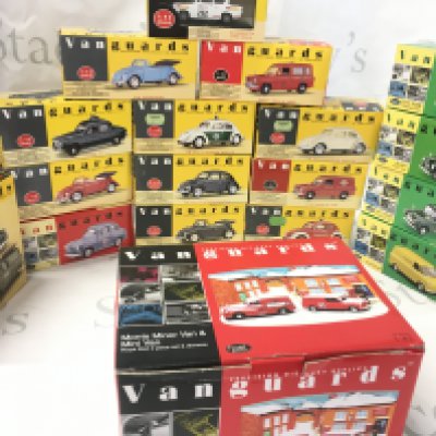 A collection of boxed diecast model vehicles in the Vanguards series. Includes a Royal Mail 2 piece set with diorama. No reserve