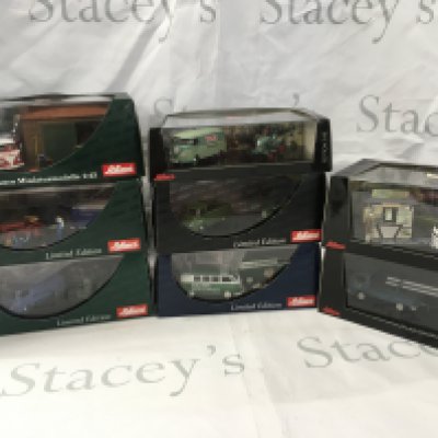 A collection of 8 display boxed diecast model Volkswagens some with dioramas. No reserve