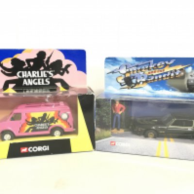 A Boxed Corgi Charlies angels Van And A Smokey And The Bandit Pontiac Firebird.(2).