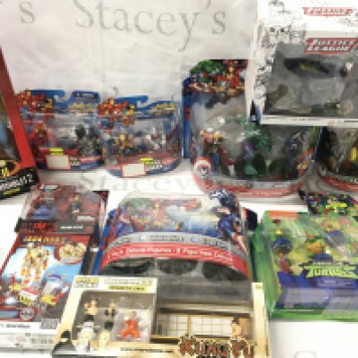 A Collection of Various Toys Including Marvel Turtles. Batman. Doctor Who And A Drumming Bunny. No Reserve.