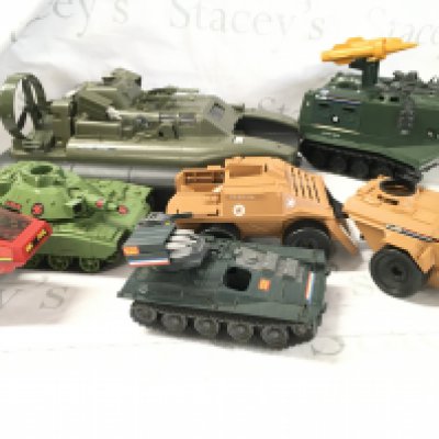 A Box Containing G.I. Joe/Action Force Vehicles with Some Figures. Ideal for spare Parts.No Reserve.