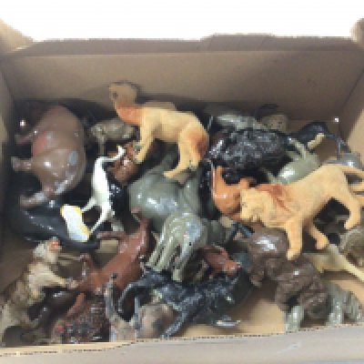 A collection of Britains pre and post war lead zoo animals.