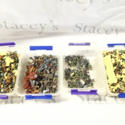 4 Tubs Containing 1/72 Scale Model Soldiers. Including Romans Robin Hood. Mostly All Painted.