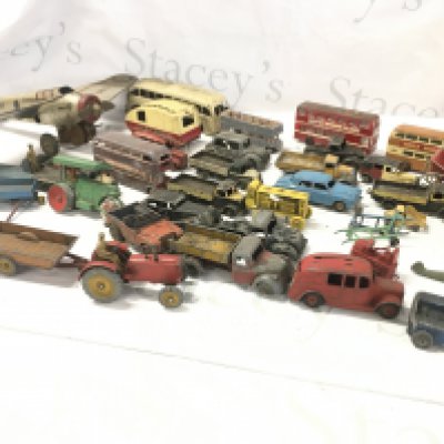 A Collection of Playworn Diecast And Tin Plate Plane.