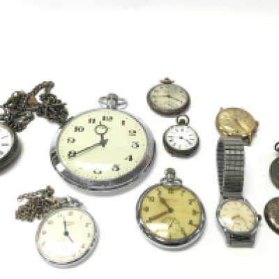 A collection of assorted watches including wrist watch and pocket watches some of which are silver cased. Postage B