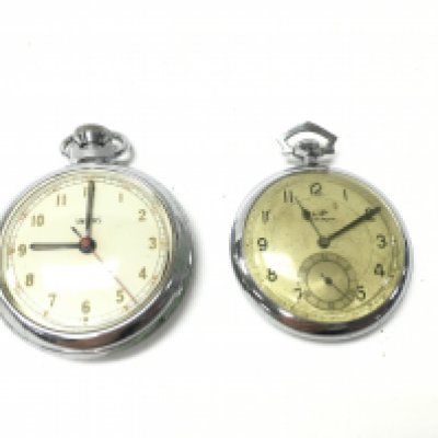 A smiths stop watch and a LIP pocket watch. Both seen running but stop watch only intermittently. Postage B