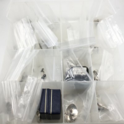 A large collection of silver cufflinks and tie pins, postage category B