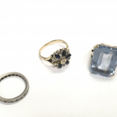 Three 9ct gold rings set with different stones approx weight 15.66 grams.