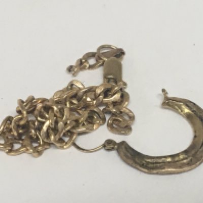 A 9carat gold chain and single earring. Weight 4g.