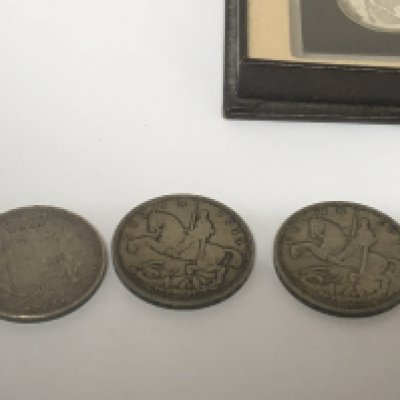 Three silver proof coins with COA a Victorian 1845 crown two 1935 crowns and a quantity of other mixed circulated coinage.