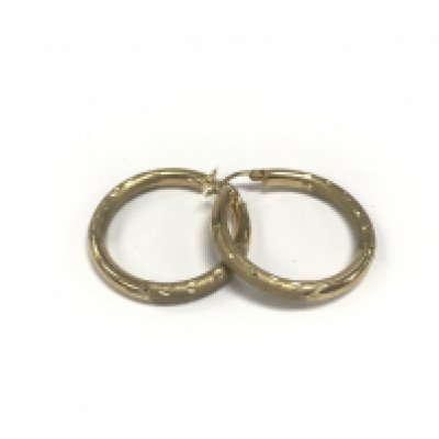 A pair of 9ct gold hoop earrings. Approx weight 4.03 grams.
