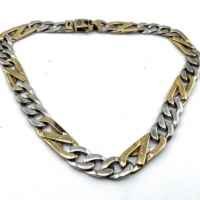 A 14ct yellow and white gold bracelet, 16.2g. 23cm (A)