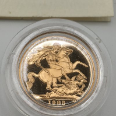 WITHDRAWN - A 1983 full proof sovereign with COA Postage B